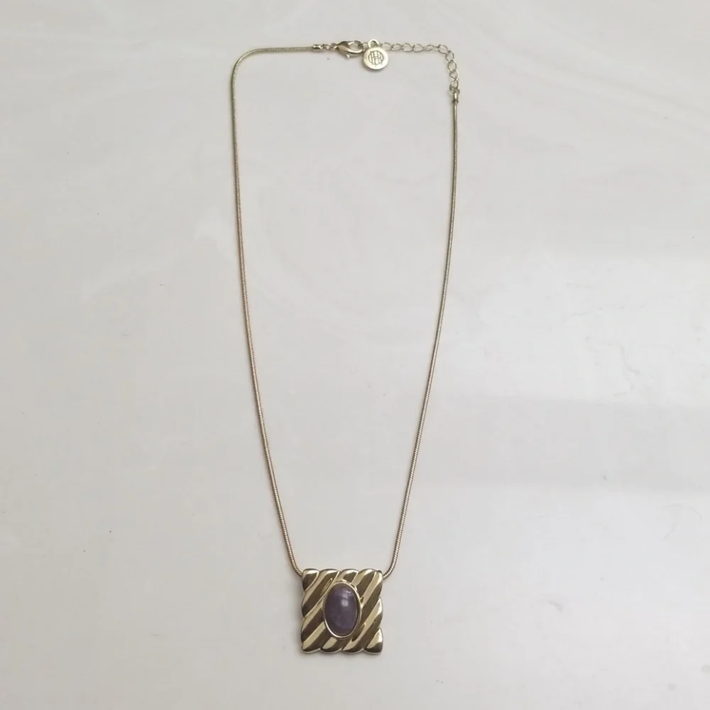 [Like NEW] House of Harlow Valda Amethyst Pendant Necklace Chain 16